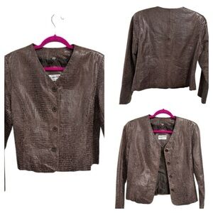 Pendleton Brown Crocodile-Embossed Jacket size L